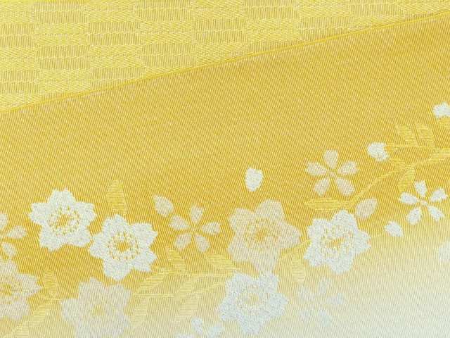 浴衣帯 レディース 博多織本袋帯 桜柄ぼかし小袋帯 日本製【黄色系 