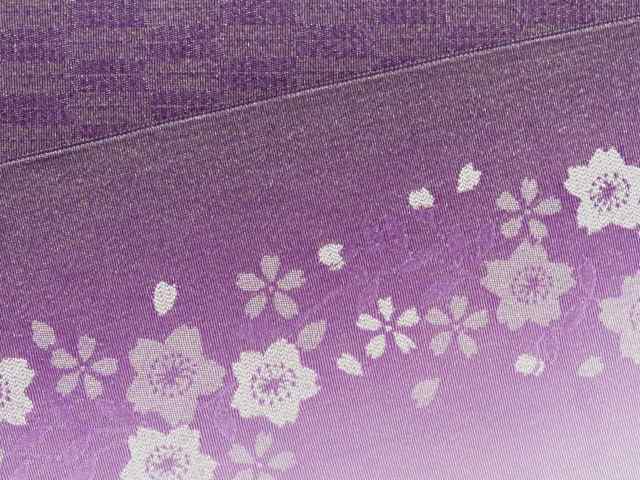 浴衣帯 レディース 博多織本袋帯 桜柄ぼかし小袋帯 日本製【紫 桜】