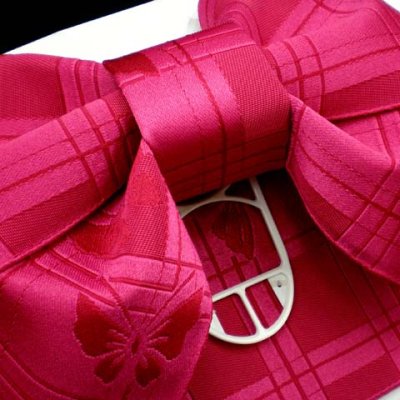 画像3: 子供浴衣帯 女の子用作り帯(結び帯)【濃いピンク、アゲハ蝶】