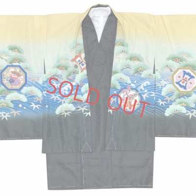 画像4: 七五三 3歳男の子 花うさぎブランドの着物(合繊)と縞袴セット【芥子色、鷹】