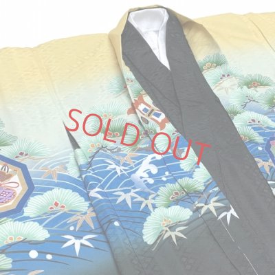 画像5: 七五三 3歳男の子 花うさぎブランドの着物(合繊)と縞袴セット【芥子色、鷹】