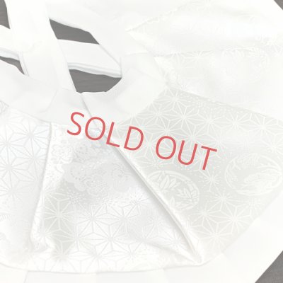 画像6: お宮参り よだれかけ フードセット 4点セット 初着 産着 男の子の赤ちゃん用 日本製 ポリエステル製【白地、麻の葉地紋】