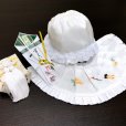 画像3: お宮参り 男の子 赤ちゃん用 日本製 正絹 よだれかけ 帽子 小物 ４点セット【白系、鶴】