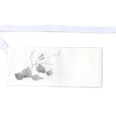画像5: お太鼓 軽装帯 手描き風絵柄 お太鼓結びの付け帯 東レ シルック生地使用 合繊【白系、蔓と花のつぼみ】