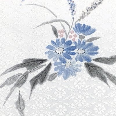 画像4: お太鼓 軽装帯 手描き風絵柄 お太鼓結びの付け帯 東レ シルック生地使用 合繊【白系、ヤグルマギクの花】