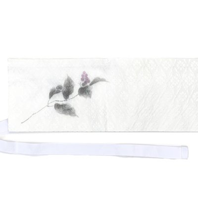 画像5: お太鼓 軽装帯 手描き風絵柄 お太鼓結びの付け帯 東レ シルック生地使用 合繊【白系、山ぶどう】