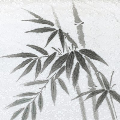 画像4: お太鼓 軽装帯 手描き風絵柄 お太鼓結びの付け帯 東レ シルック生地使用 合繊【白系、竹】