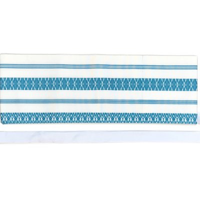 画像4: 軽装帯 合繊 献上帯 お太鼓 作り帯 お太鼓結び 付帯【白ｘ青緑系】