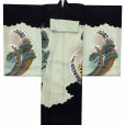 画像3: お宮参り 男の子 着物 正絹 日本製 赤ちゃんのお祝い着 (初着 産着) 襦袢付き【黒地、鷹と玉手箱】