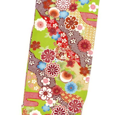 画像3: 袴セット 卒業式 短尺 古典柄の小振袖(二尺袖の着物)と刺繍袴セット【抹茶、古典柄】