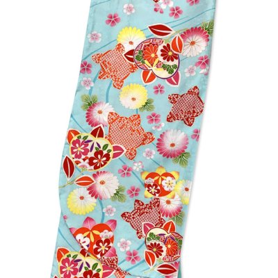 画像3: 卒業式 袴セット 女子用 大学生 長丈の二尺袖着物 小振袖 R・ｋブランドの無地袴＆袴下帯の3点セット【水色、橘】