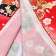 画像4: 七五三 着物 7歳 女の子 フルセット 正絹 日本製 絵羽柄の子供着物 結び帯セット【赤、梅に鈴】