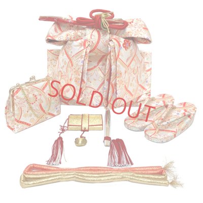 画像6: 七五三 着物 7歳 女の子 フルセット 正絹 日本製 絵羽柄の子供着物 結び帯セット【水色、桜に鼓】