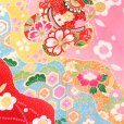 画像3: 七五三 着物 7歳 フルセット 正絹 女の子用 日本製 絵羽柄の子供着物 結び帯セット【ピンク 梅に鈴】 (3)