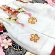 画像5: 七五三 3歳女の子の着物セット 古典柄着物の被布コートセット 正絹 日本製【白ｘ赤、桜と鞠】