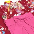 画像3: 赤ちゃんの着物 初節句 お誕生日に 1歳女児用 袴ワンピース【着物：赤、菊に水引き 袴：ピンク】