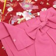 画像5: 赤ちゃんの着物 初節句 お誕生日に 1歳女児用 袴ワンピース【着物：赤、菊に水引き 袴：ピンク】 (5)