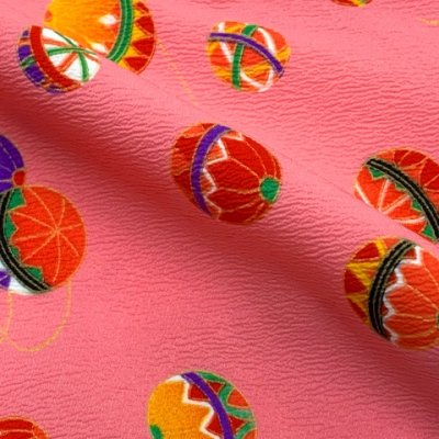 画像6: 赤ちゃんの着物 初節句 お誕生日に 1歳女児用 袴ワンピース【着物：ピンク、鞠 袴：モスグリーン】