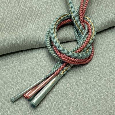 画像2: 振袖用 帯揚げ 帯締め ポリエステルふくれ生地の帯揚げ パールビーズ飾りの振袖用帯〆 セット【ミント系】