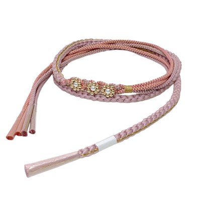 画像5: 振袖用 帯揚げ 帯締め ポリエステルふくれ生地の帯揚げ パールビーズ飾りの振袖用帯〆 セット【ピンク系】