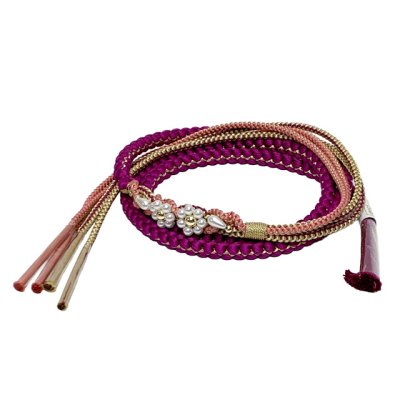 画像5: 振袖用 帯揚げ 帯締め ポリエステルふくれ生地の帯揚げ パールビーズ飾りの振袖用帯〆 セット【パープル系】