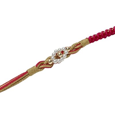 画像2: 帯締め 振袖用 手組 パールビーズ飾り帯〆(正絹) 成人式 十三参りに【チェリーレッド系】