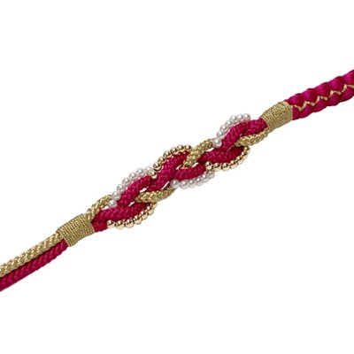 画像2: 帯締め 振袖用 手組 パールビーズ飾り帯〆(正絹) 成人式 十三参りに【チェリーレッド系】