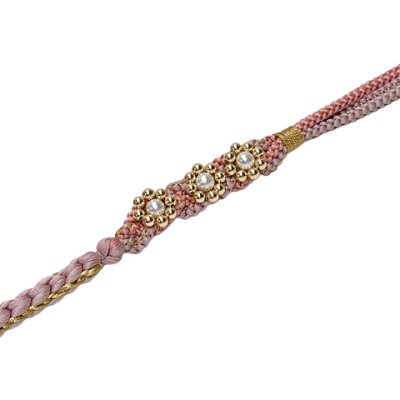 画像2: 帯締め 振袖用 手組 パールビーズ飾り帯〆(正絹) 成人式 十三参りに【藤色系ｘピンク】