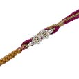 画像2: 帯締め 振袖用 手組 パールビーズ飾り帯〆(正絹) 成人式 十三参りに【金茶ｘ赤紫】 (2)