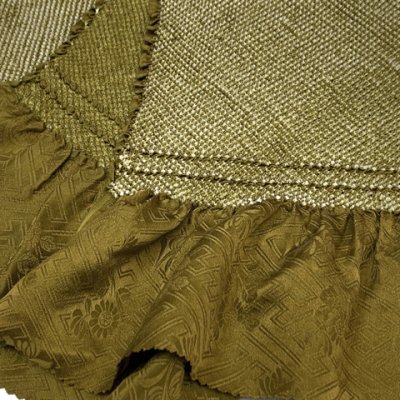 画像4: 振袖用 正絹 帯揚げ 帯締めセット本絞りの帯揚げ 転写玉飾りの振袖用帯〆 セット【カーキ系】