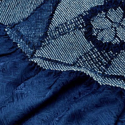画像3: 振袖用 正絹 帯揚げ 帯締めセット本絞りの帯揚げ 転写玉飾りの振袖用帯〆 セット【群青系】
