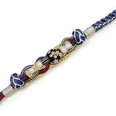 画像6: 振袖用 正絹 帯揚げ 帯締めセット本絞りの帯揚げ 転写玉飾りの振袖用帯〆 セット【群青系】