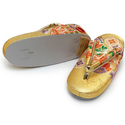 画像5: 七五三 5歳 数え7歳 女の子 中寸 結び帯 はこせこセット ペアセット(合繊)【金、鞠】