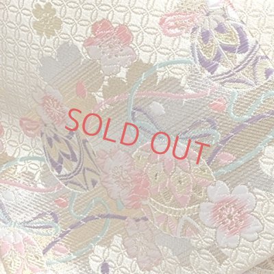 画像10: 七五三 7歳 女の子 大寸 結び帯 はこせこセット ペアセット(合繊)【白金系、鞠】