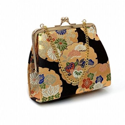 画像3: 七五三 7歳 女の子用 大寸 結び帯 はこせこセット ペアセット(合繊)【黒地、七宝に梅と桜】