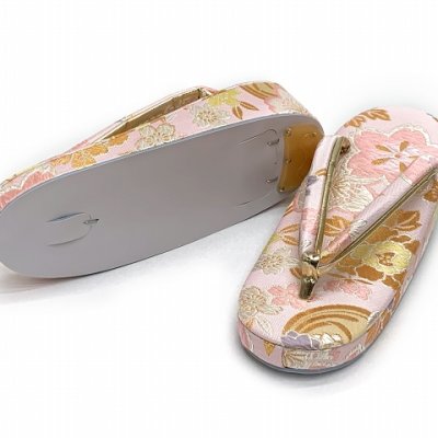 画像5: 七五三 7歳 女の子 大寸 結び帯 はこせこセット ペアセット(合繊)【白ピンク系、桜と牡丹】