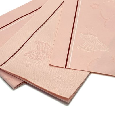 画像2: レディース 浴衣帯 卒業式 袴下帯 単品 一重帯 半幅帯【スキンピンク、蝶】