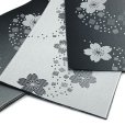 画像2: レディース 浴衣帯 卒業式 袴下帯 単品 一重帯 半幅帯【黒灰ぼかし、桜】 (2)