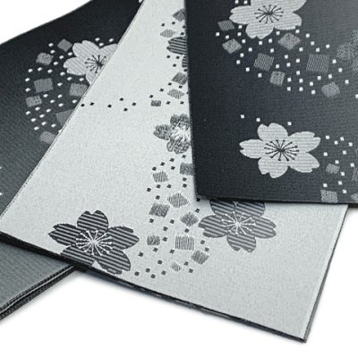 画像2: レディース 浴衣帯 卒業式 袴下帯 単品 一重帯 半幅帯【黒灰ぼかし、桜】