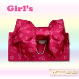 子供浴衣帯 “ハローキティー”の女の子用作り帯(結び帯)【濃いピンク】
