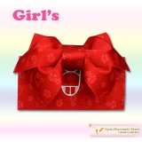 子供浴衣帯 “ハローキティー”の女の子用作り帯(結び帯)【赤】