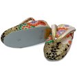 画像3: 子供草履 七五三 ２-３歳 女の子 金襴生地 16cm【黒ｘ金、菊と桜】 (3)