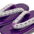 画像2: 子供草履 七五三 ５歳 ７歳 女の子 エナメル台 レース鼻緒の草履 19.0cm【パープル】 (2)