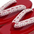 画像2: 子供草履 七五三 ５歳 ７歳 女の子 エナメル台 レース鼻緒の草履 19.0cm【レッド】 (2)
