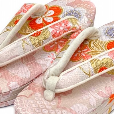 画像2: 【訳あり】 子供草履 七五三 ５-７歳 女の子 金襴生地 三枚芯 適応：17.5cm-18.5cm【ピンクホワイト、梅】