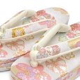 画像4: 子供草履 七五三 女の子草履 三枚芯 19.5cm 金襴生地 適応：17.5cm-18.5cm【白系、桜】 (4)