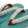画像2: 子供草履 七五三 ７歳 女の子 エナメル台 レース鼻緒の草履 21.0cm【ミント】 (2)