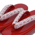 画像2: 子供草履 七五三 ７歳 女の子 エナメル台 レース鼻緒の草履 21.0cm【レッド】 (2)
