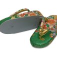 画像3: 子供草履 七五三 ７歳 女の子 金襴生地の草履 21.0cm【緑ｘ金、桜】 (3)