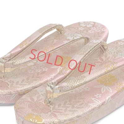 画像2: 草履 子供用用 七五三 女の子用 7歳 金襴生地 草履 21cm【ピンク、枝垂れ桜】